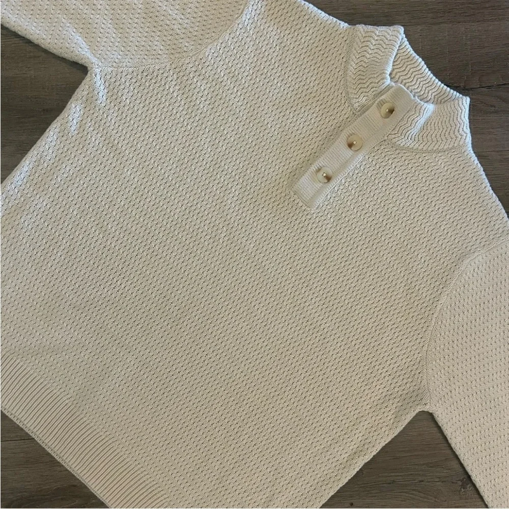 LIVERPOOL Los Angeles Mens Sweater Size‎ XL Ivory Mock Button Neck NWOT